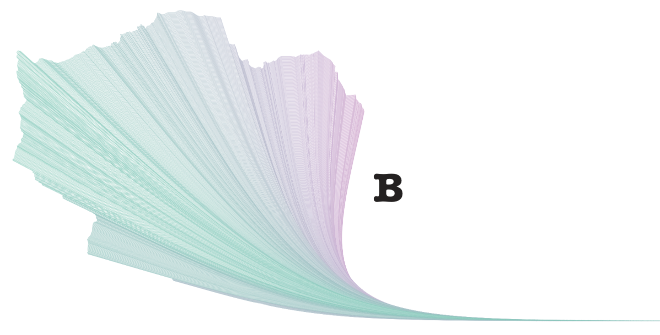 Part of a spiral with thick and thin lines to encode temperature.